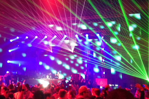 Neon dance features neon lights and fog machine