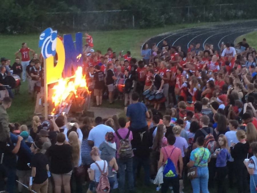 The bonfire at West on Thursday, Sept. 15 after the homecoming queen, Marie Le announced. 
