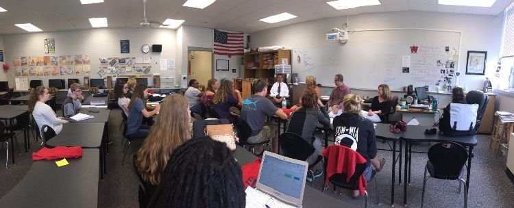 Newspaper staff met with administrators and the school social worker for a press conference in August to discuss the start of the school years pressing issues for the student body.