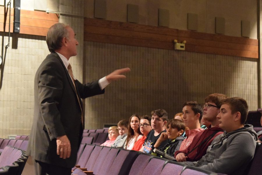 Justice Appel explained his daily responsibilities to students.