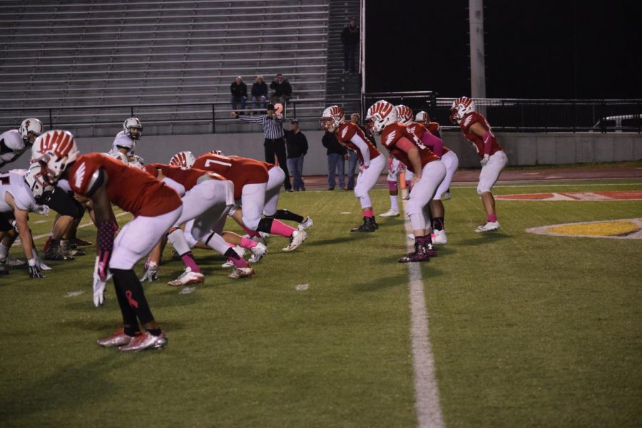 Varsity defense prepares to start.