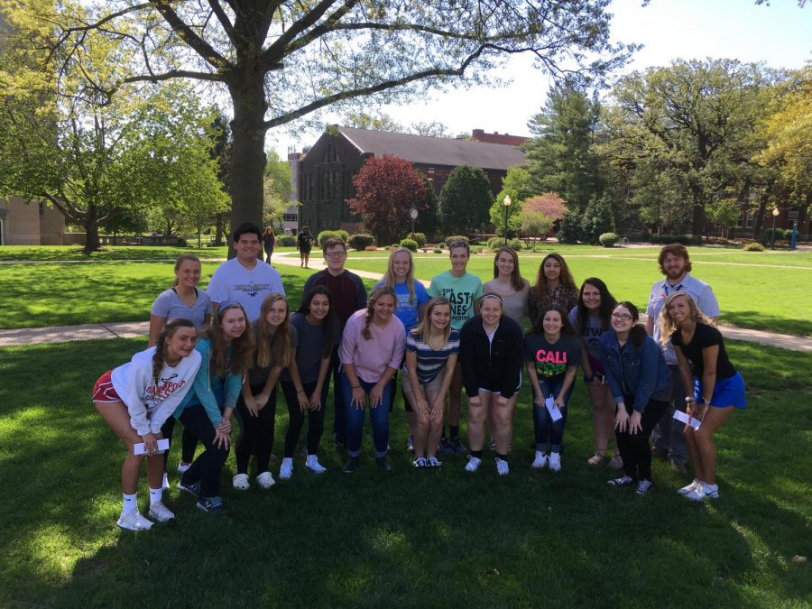 Wests Anatomy and Physiology class poses on the campus of St. Ambrose before making discoveries at the cadaver lab.