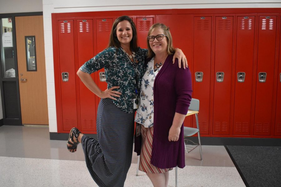 Spanish teachers Stephanie Hansen and Tammy Burton show off their outfits for Mix and Match Monday.