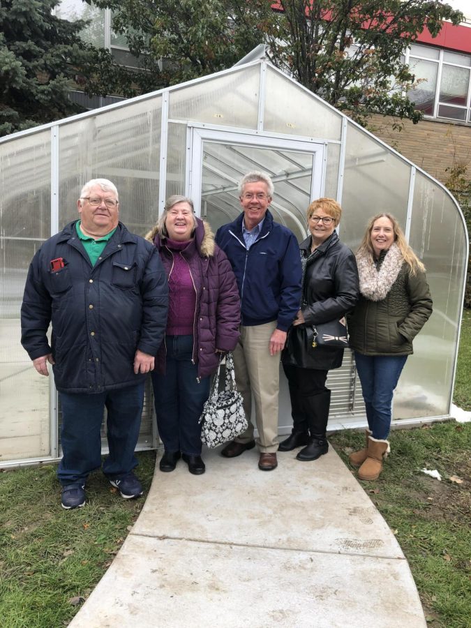 From left to right: 1969 West graduates Charles Hudson, Jan Rangel, Steve Arp, Bobbie Noel-Behrens, and Jo Faris are members of the West’s class of 69’ reunion committee. They are in in front of the greenhouse that they donated $4,000 to on Nov. 1. 2019. “My years at West were so important in establishing my personal core values. Friendships made at West have endured 50 years and is the main reason for large attendance at our class reunions. The greenhouse project has been the perfect way for the class of 69’ to show our gratitude and ‘pay it forward’ to current and future West students,” class of  69’ West graduate Steve Arp said.

