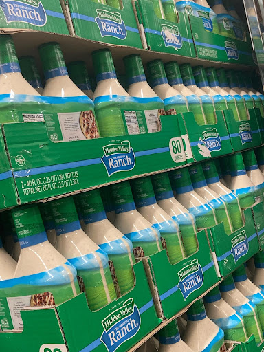 Rows of ranch line the isle of a local Sam’s Club. The demand for the condiment was apparent considering the size of the section. 
