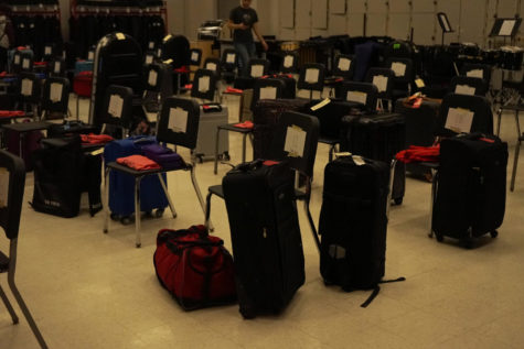 The Davenport West band is packed up ready for spring break. They took a bus and went to Florida.