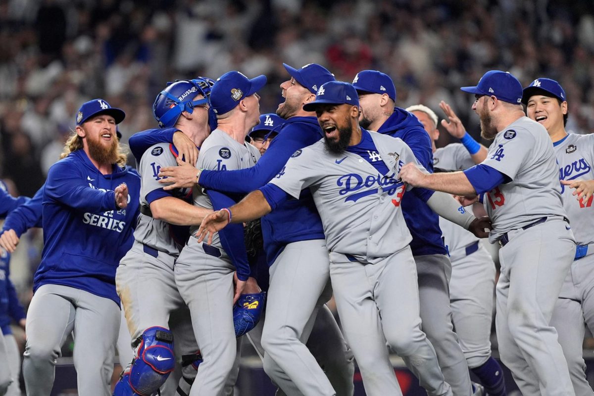 The LA Dodgers celebrate victory of the World Series