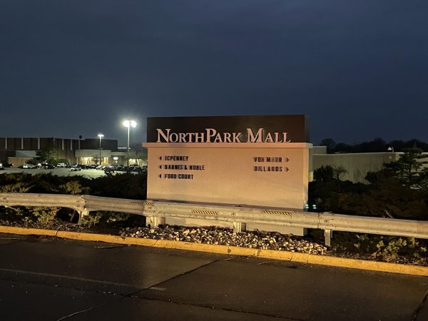 The sign greeting you into NorthPark Mall on the east side of the property; where the proposed housing is scheduled to go. Each side tells a much different story.