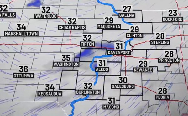 KWQC’s weather prediction for tuesday night.