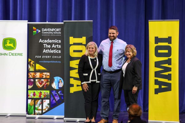 Davenport Schools superintendent TJ Schneckloth stands with program coordinators at last years recipient ceremony.